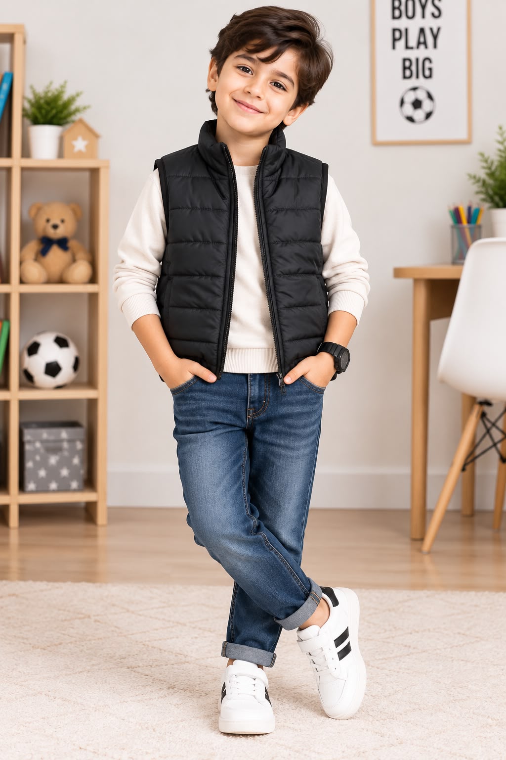 Boys Solid Puffer Jacket